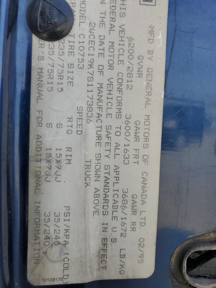 1995 Chevrolet Gmt-400 C1500 VIN: 2GCEC19K7S1173836 Lot: 80362005