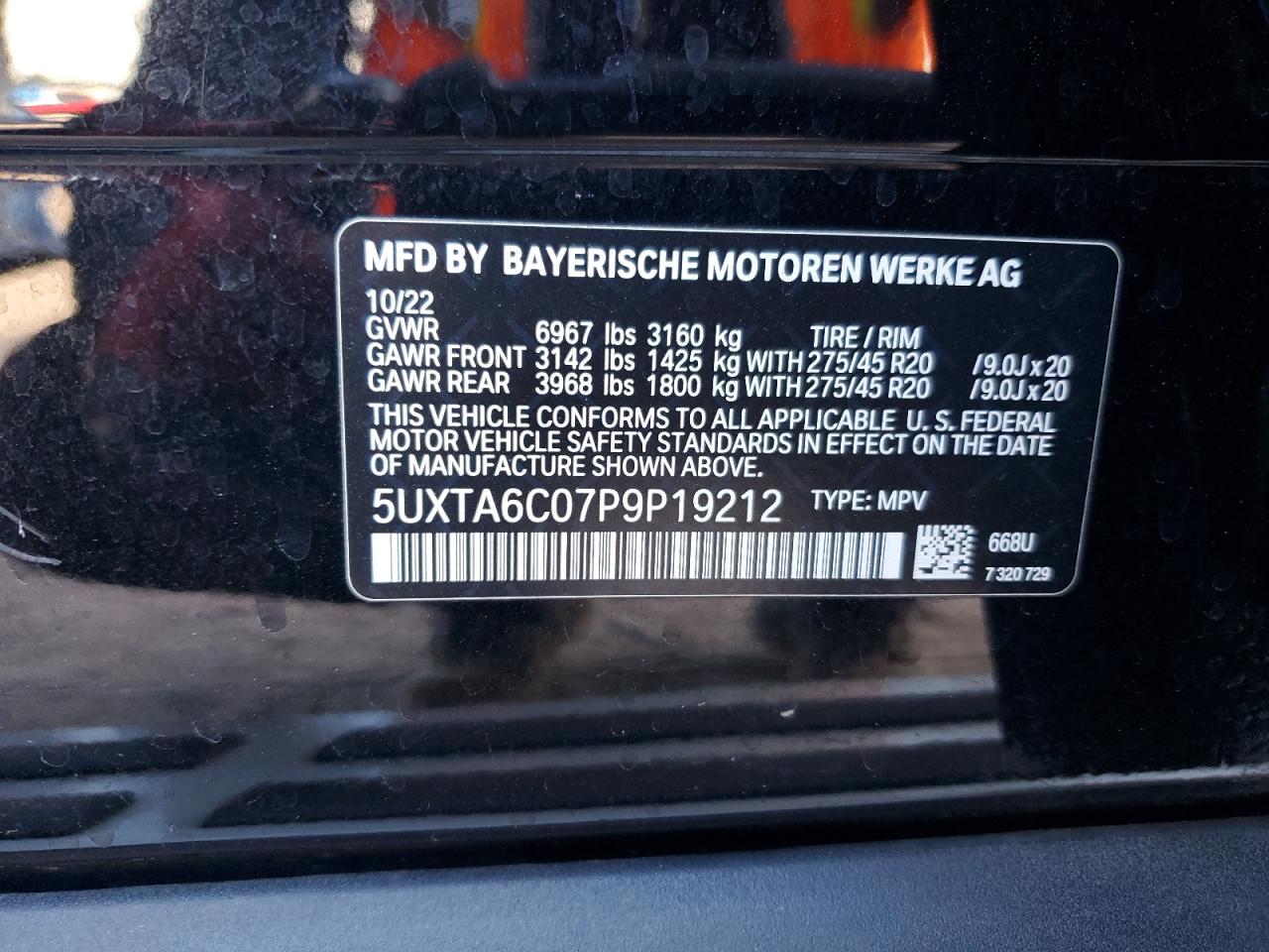 2023 BMW X5 xDrive45E VIN: 5UXTA6C07P9P19212 Lot: 84166685
