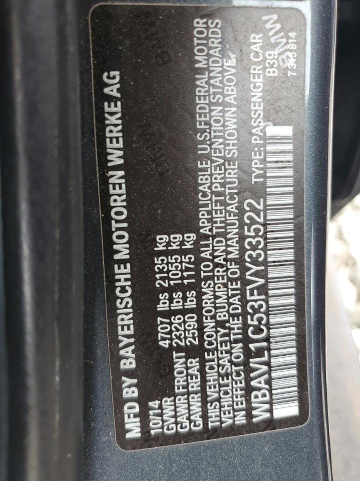 2015 BMW X1 xDrive28I VIN: WBAVL1C53FVY33522 Lot: 81231915