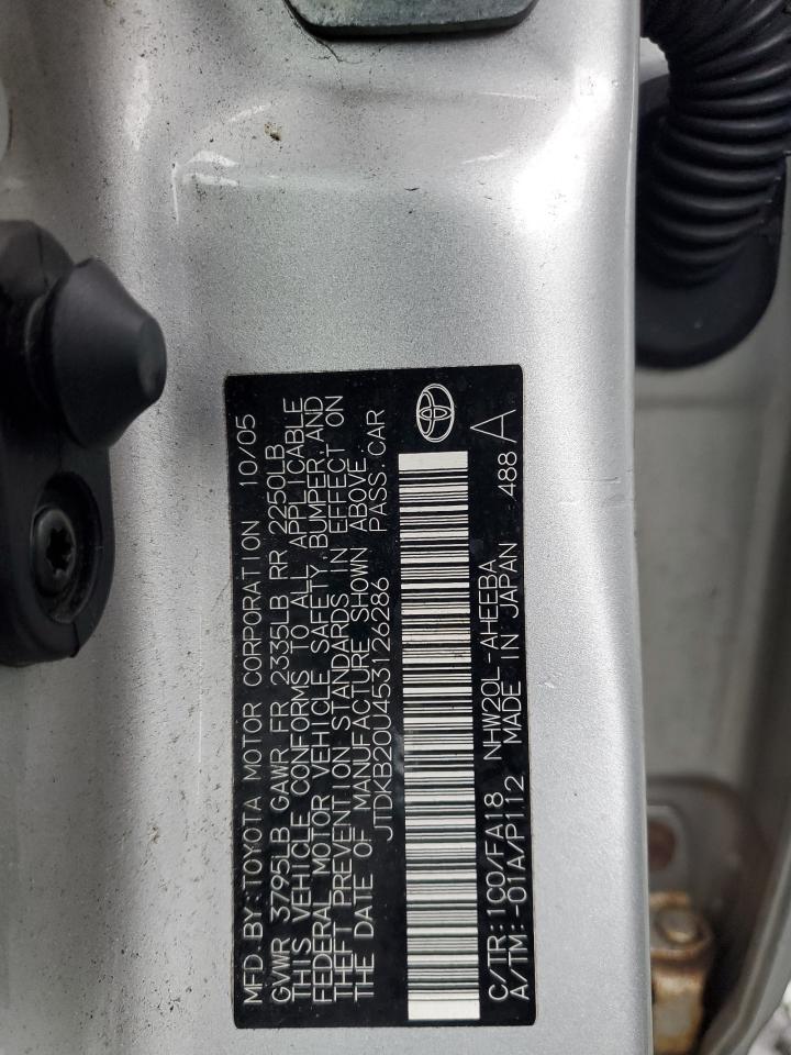 2005 Toyota Prius VIN: JTDKB20U453126286 Lot: 83767625