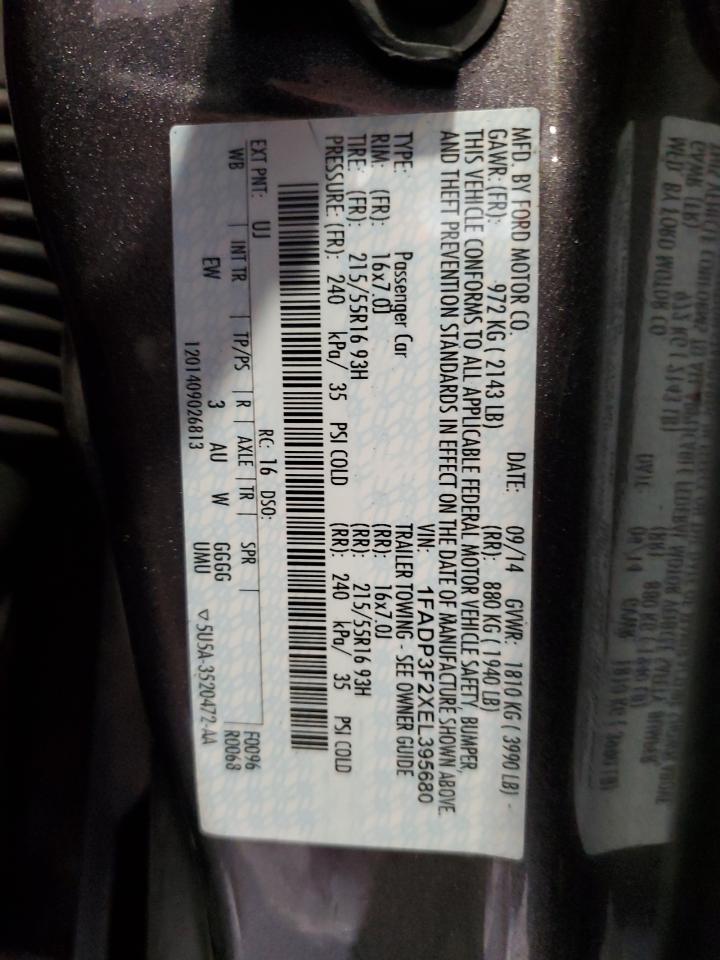 2014 Ford Focus Se VIN: 1FADP3F2XEL395680 Lot: 81617055