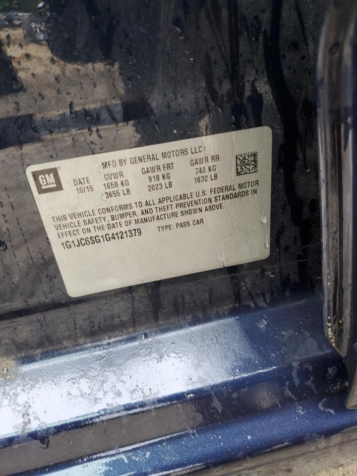 2016 Chevrolet Sonic Lt VIN: 1G1JC6SG1G4121379 Lot: 80841695