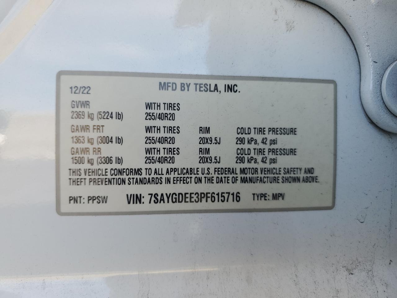 2023 Tesla Model Y VIN: 7SAYGDEE3PF615716 Lot: 71397725