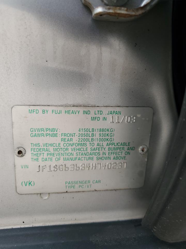 2004 Subaru Forester 2.5X VIN: JF1SG63684H740237 Lot: 81213055