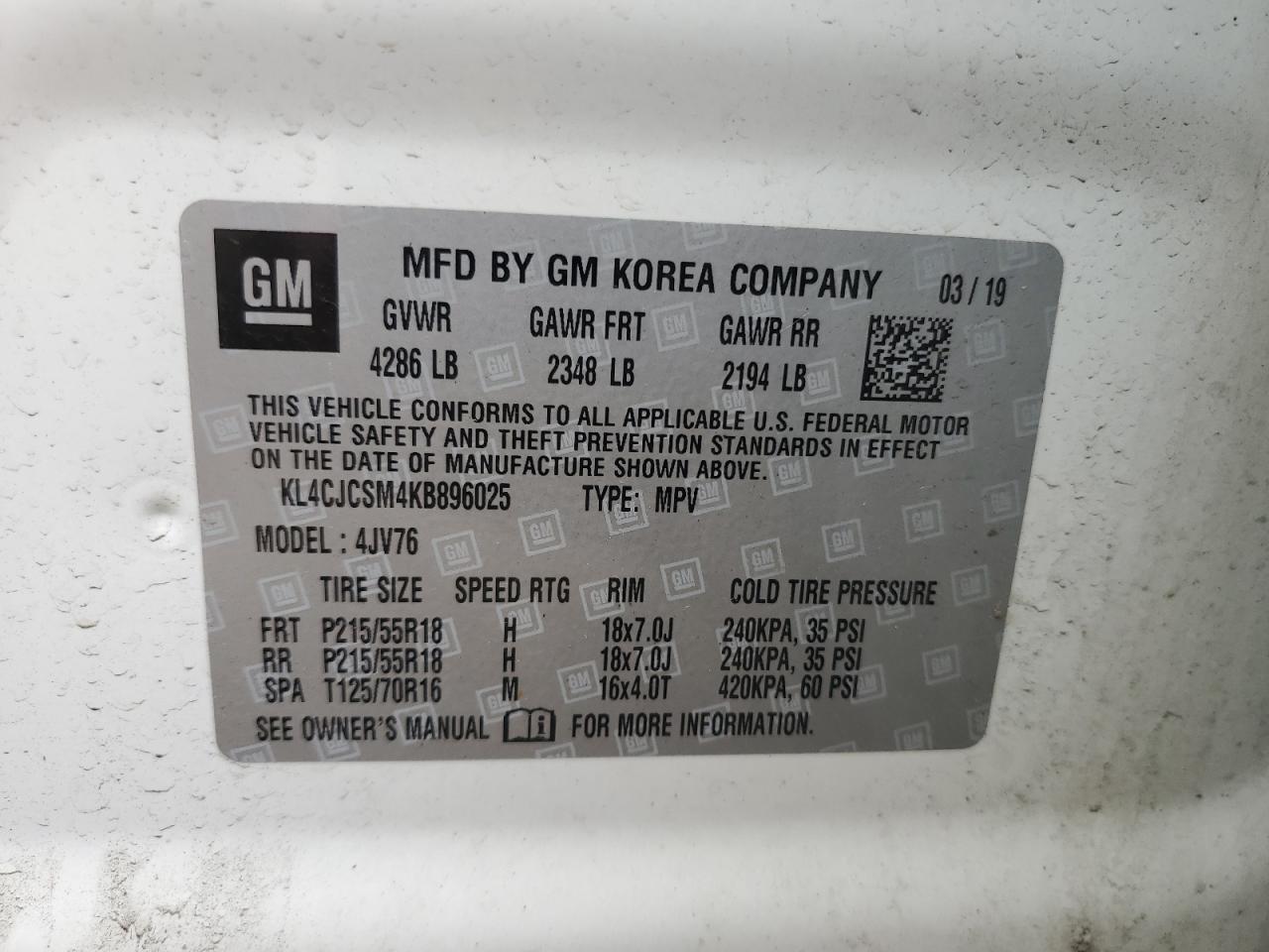 2019 Buick Encore Essence VIN: KL4CJCSM4KB896025 Lot: 80197885