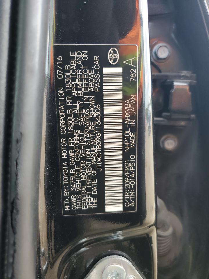 2016 Toyota Prius C VIN: JTDKDTB39G1134306 Lot: 71817235