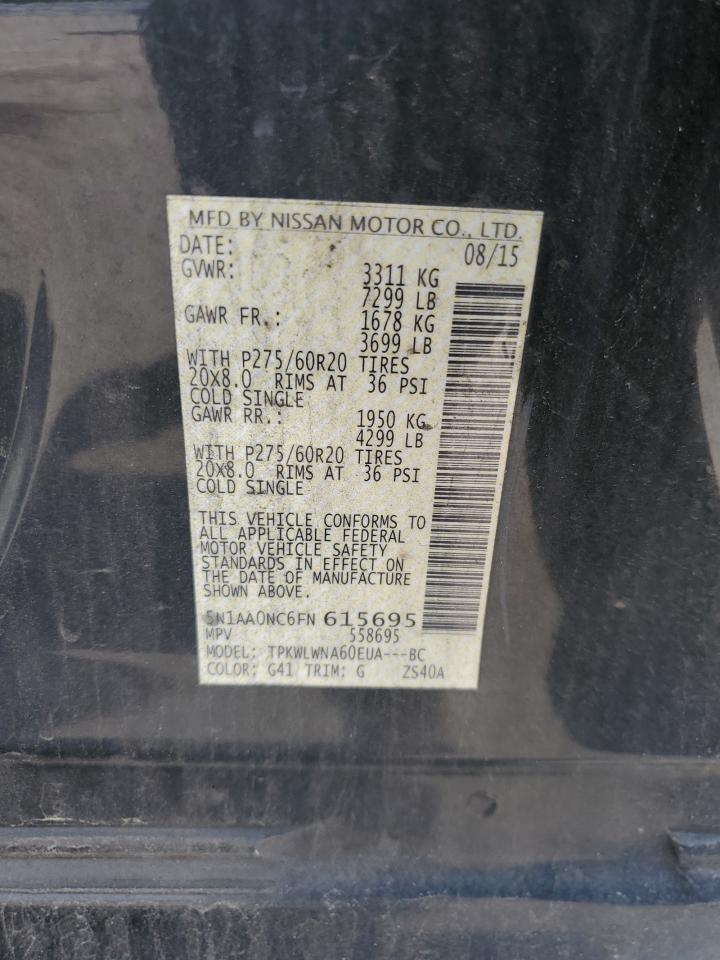 2015 Nissan Armada Sv VIN: 5N1AA0NC6FN615695 Lot: 67828015