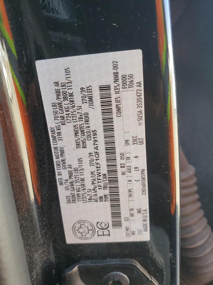 2016 Ford F150 Supercrew VIN: 1FTFW1EF1GFA79195 Lot: 70651805