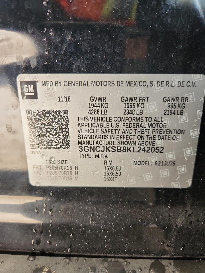 2019 Chevrolet Trax Ls VIN: 3GNCJKSB8KL242052 Lot: 71267635