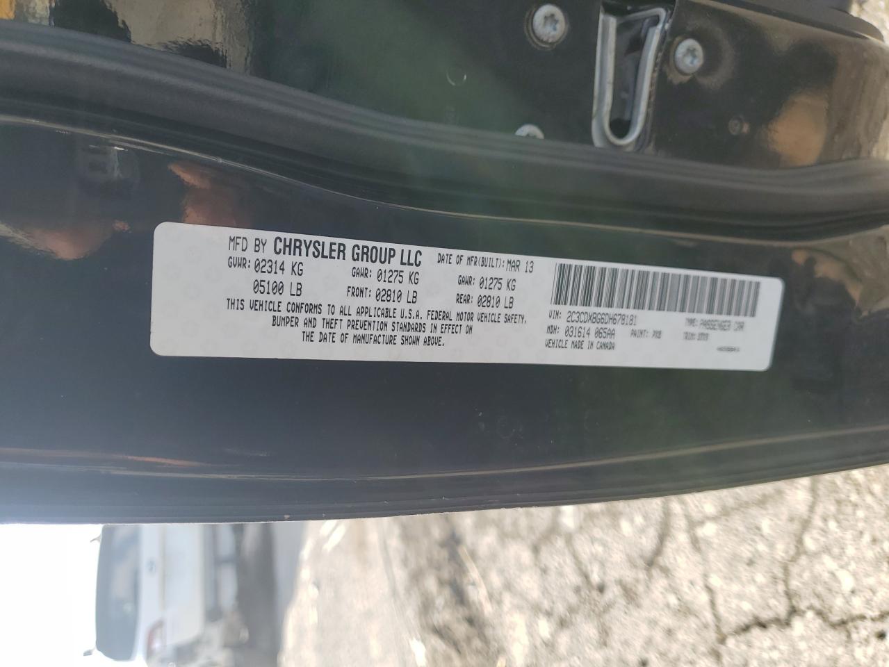 2013 Dodge Charger Se VIN: 2C3CDXBG6DH678181 Lot: 71249165