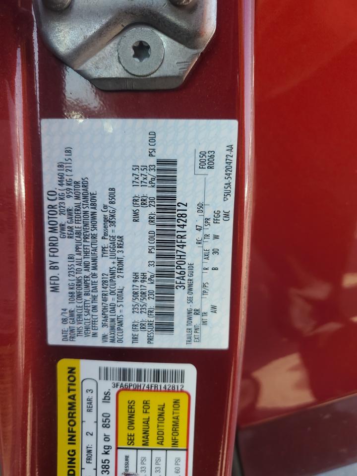 2015 Ford Fusion Se VIN: 3FA6P0H74FR142812 Lot: 80496115