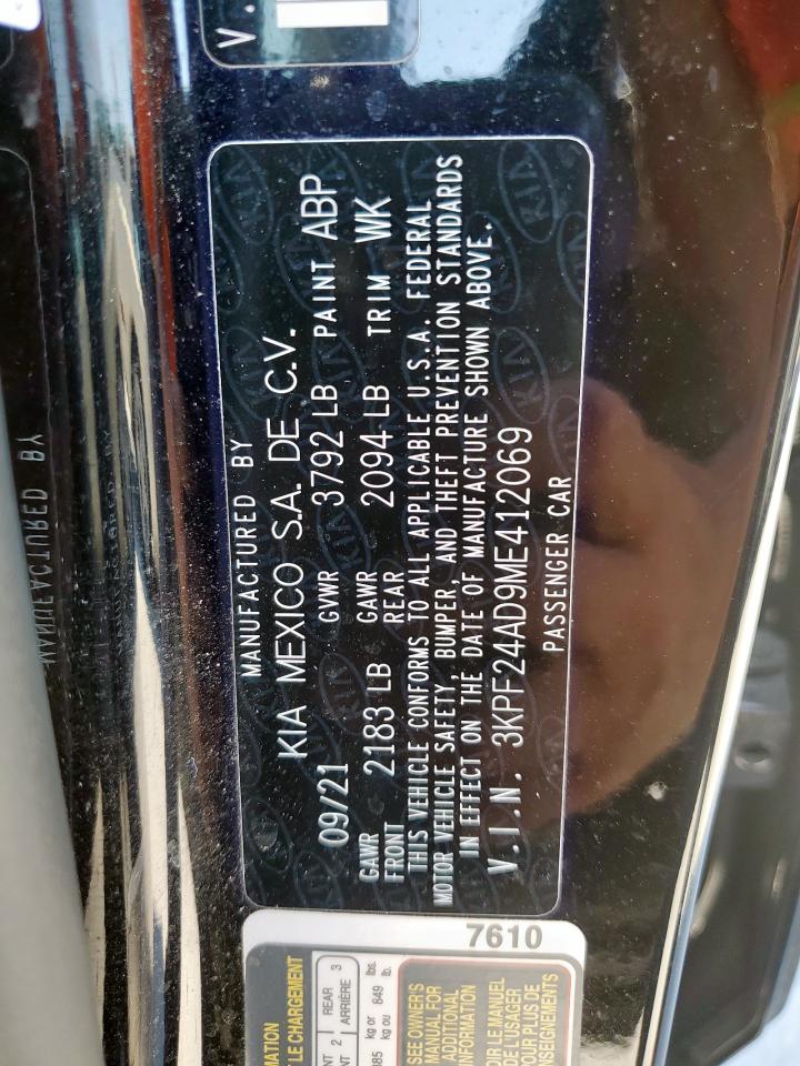 2021 Kia Forte Fe VIN: 3KPF24AD9ME412069 Lot: 70557215