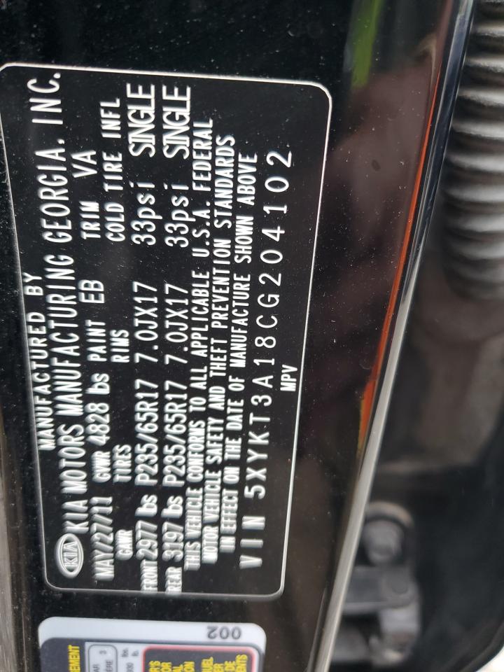 2012 Kia Sorento Base VIN: 5XYKT3A18CG204102 Lot: 83864905