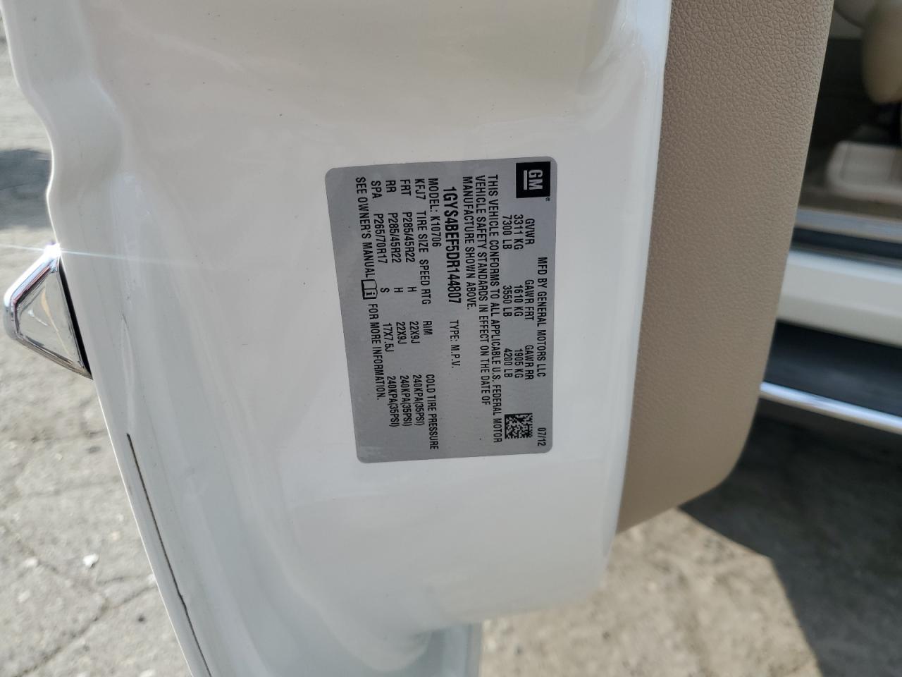 2013 Cadillac Escalade Luxury VIN: 1GYS4BEF5DR144807 Lot: 83794265