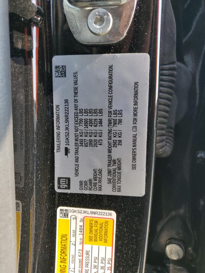 2022 GMC Yukon Xl Denali VIN: 1GKS2JKL5NR222136 Lot: 71521645