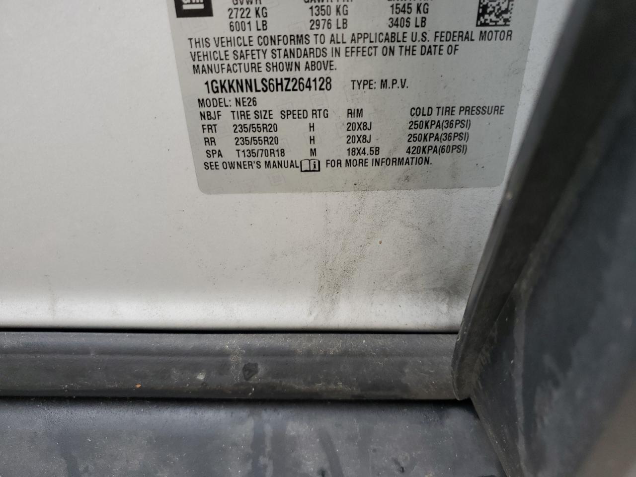 2017 GMC Acadia Slt-2 VIN: 1GKKNNLS6HZ264128 Lot: 83957525