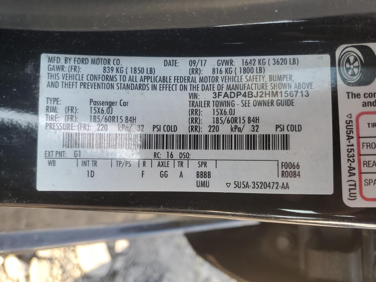 2017 Ford Fiesta Se VIN: 3FADP4BJ2HM156713 Lot: 80369475