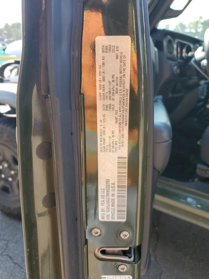 2021 Jeep Wrangler Sport VIN: 1C4HJXAG7MW533793 Lot: 71368585