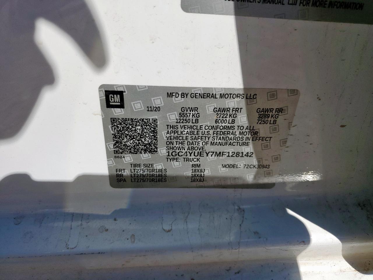 2021 Chevrolet Silverado K3500 Ltz VIN: 1GC4YUEY7MF128142 Lot: 81592385