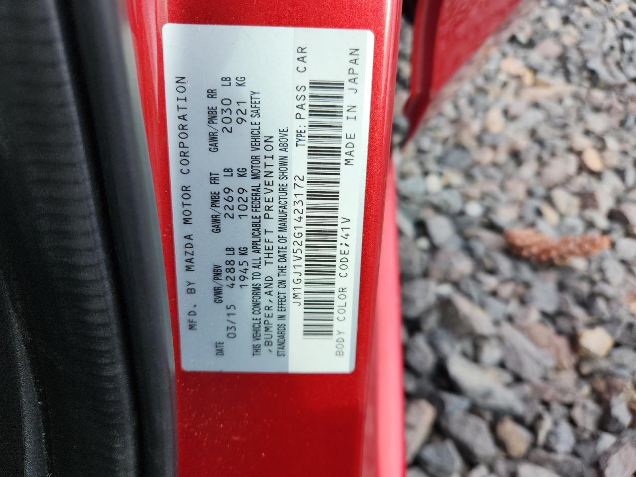2016 Mazda 6 Touring VIN: JM1GJ1V52G1423172 Lot: 81471955