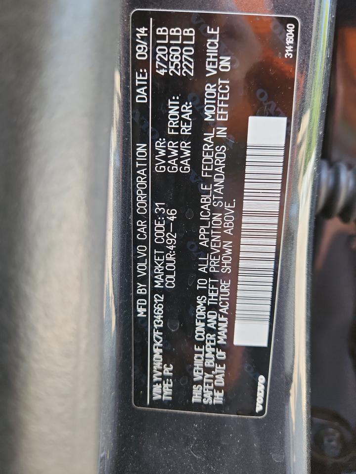 2015 Volvo S60 Premier VIN: YV140MFK7F1346612 Lot: 80946095