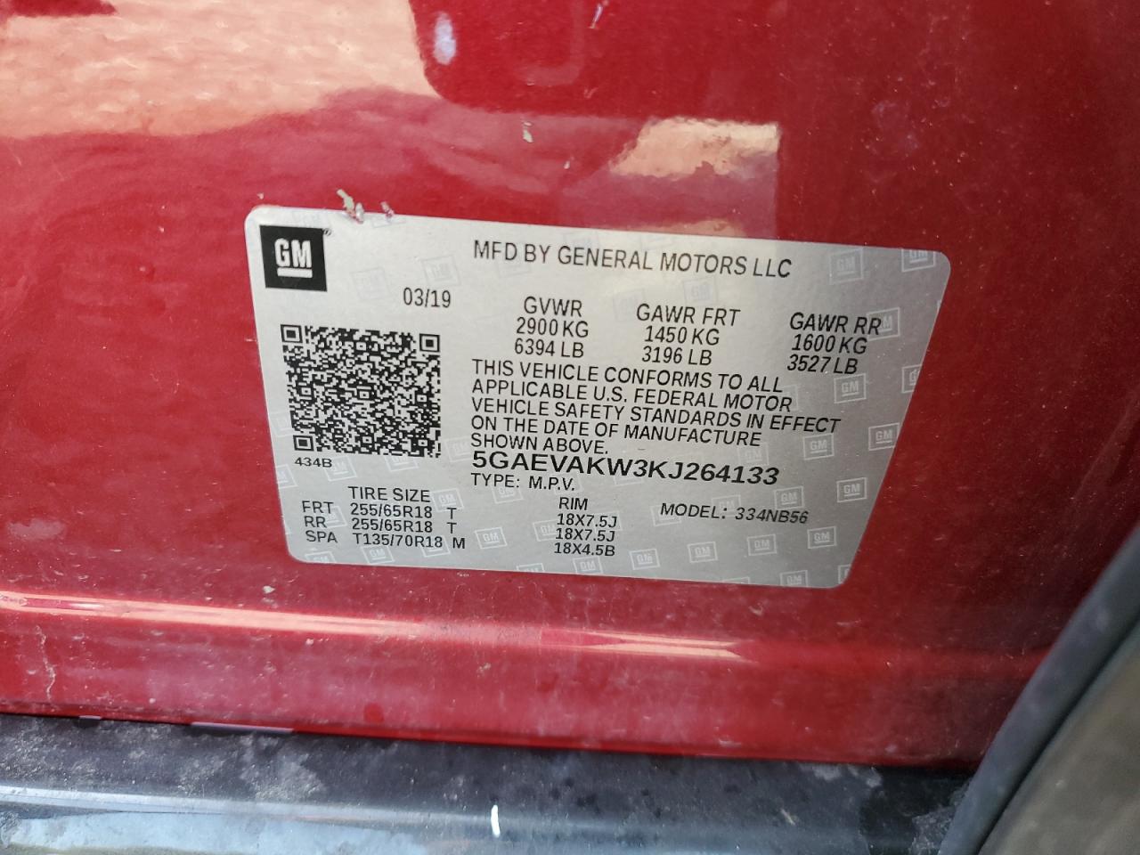 2019 Buick Enclave Essence VIN: 5GAEVAKW3KJ264133 Lot: 71113965