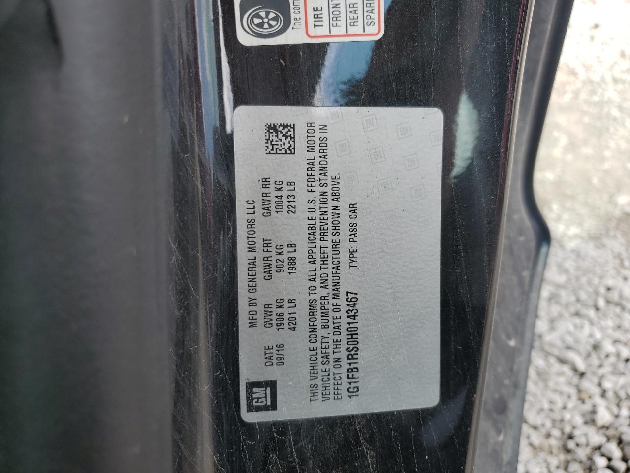 2017 Chevrolet Camaro Lt VIN: 1G1FB1RS0H0143467 Lot: 81763475