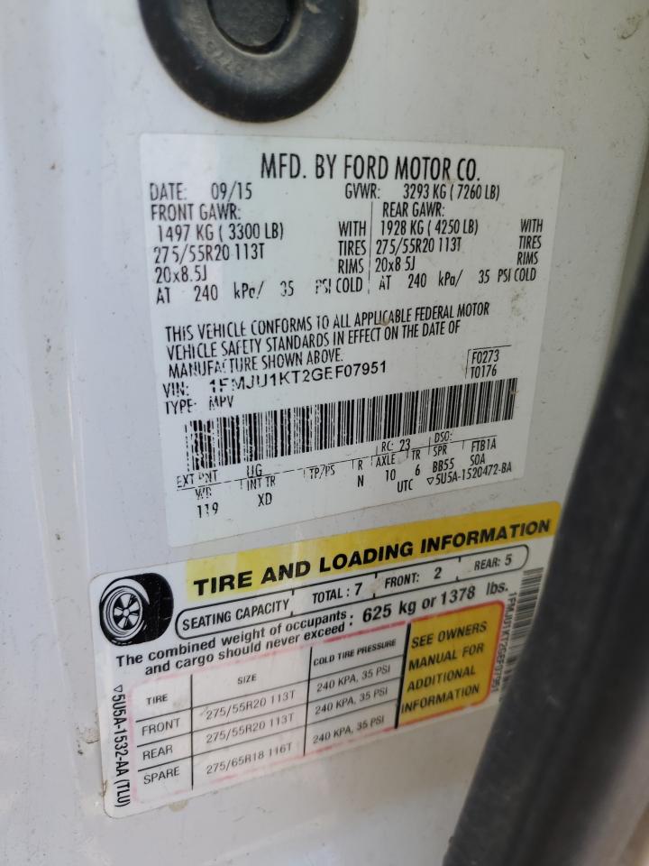 2016 Ford Expedition Limited VIN: 1FMJU1KT2GEF07951 Lot: 70997225