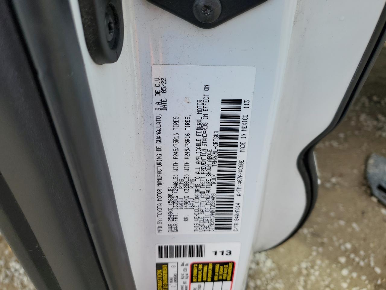 2022 Toyota Tacoma Access Cab VIN: 3TYRX5GN4NT058400 Lot: 81183575