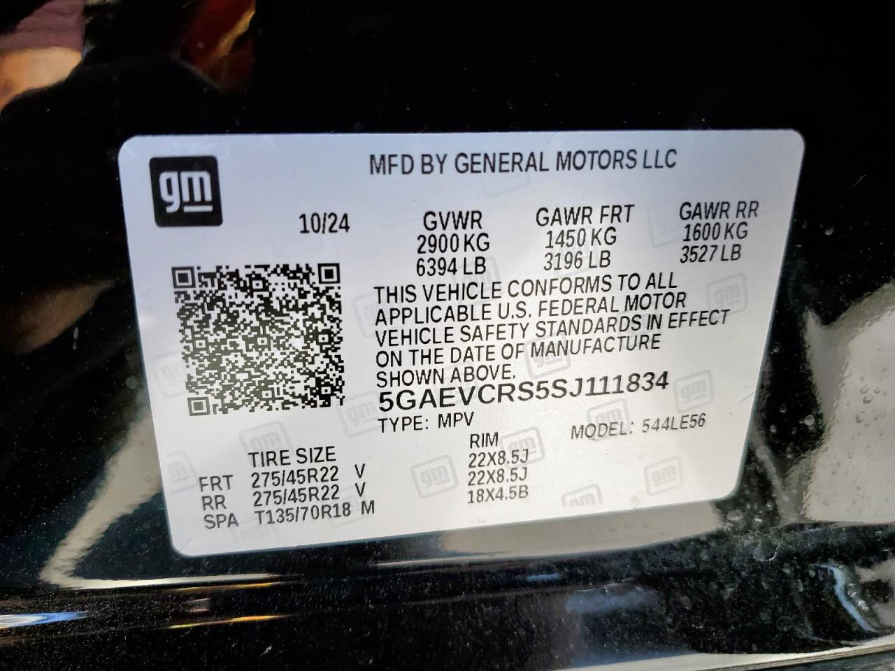 2025 Buick Enclave Avenir VIN: 5GAEVCRS5SJ111834 Lot: 80130965