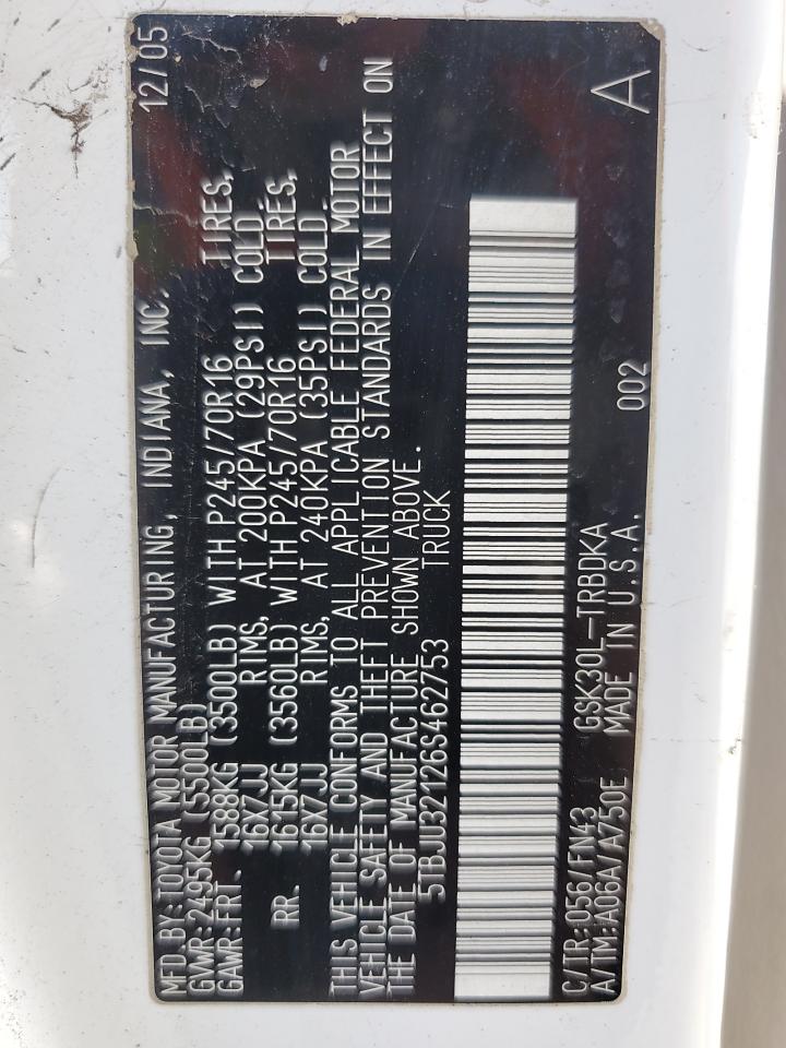 2006 Toyota Tundra VIN: 5TBJU32126S462753 Lot: 81525315