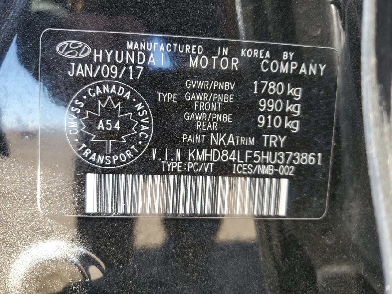 2017 Hyundai Elantra Se VIN: KMHD84LF5HU373861 Lot: 83826855