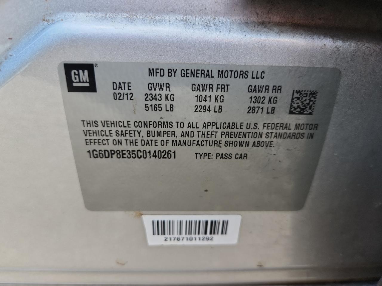 2012 Cadillac Cts Premium Collection VIN: 1G6DP8E35C0140261 Lot: 69461585