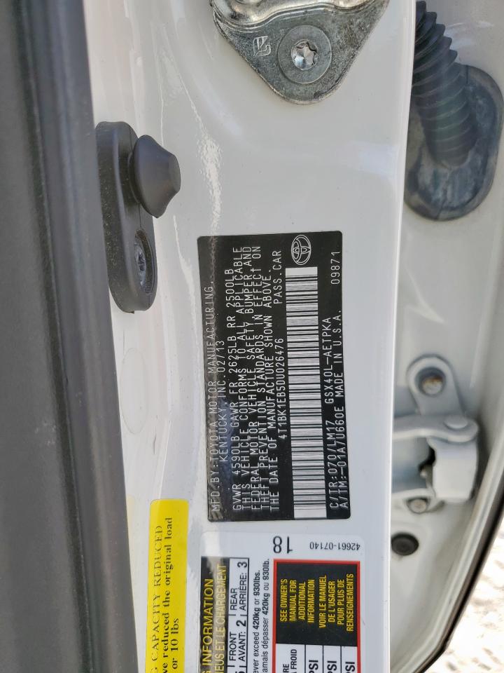 2013 Toyota Avalon Base VIN: 4T1BK1EB5DU026476 Lot: 81018845