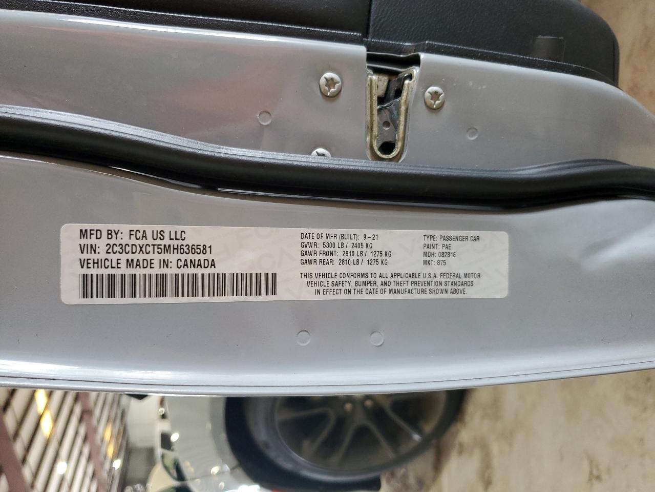 2021 Dodge Charger R/T VIN: 2C3CDXCT5MH636581 Lot: 84231155