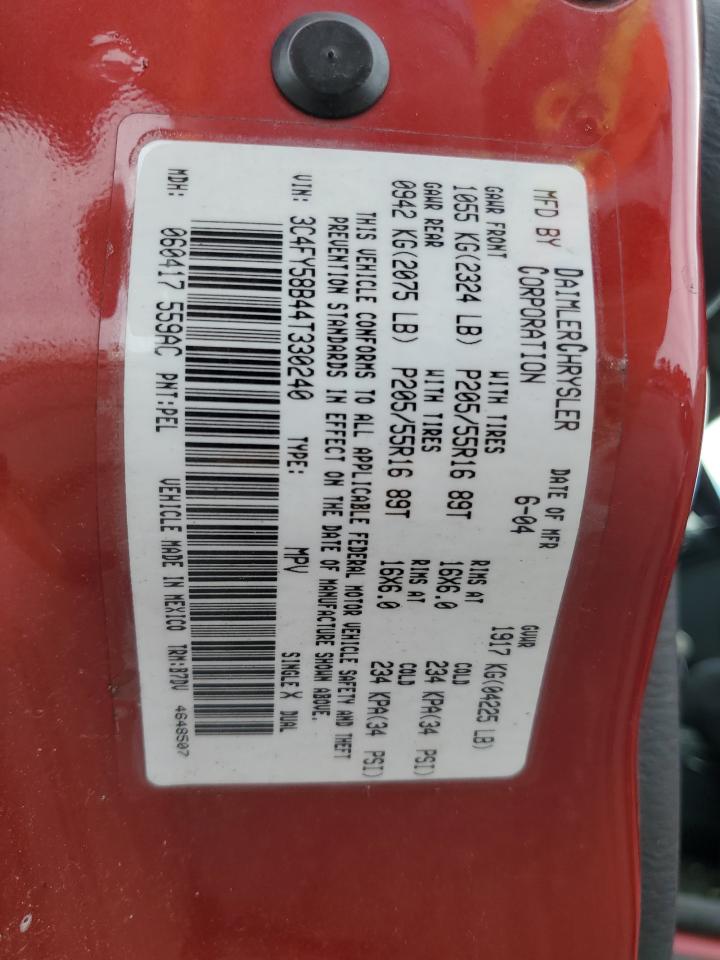 2004 Chrysler Pt Cruiser Touring VIN: 3C4FY58B44T330240 Lot: 71683585