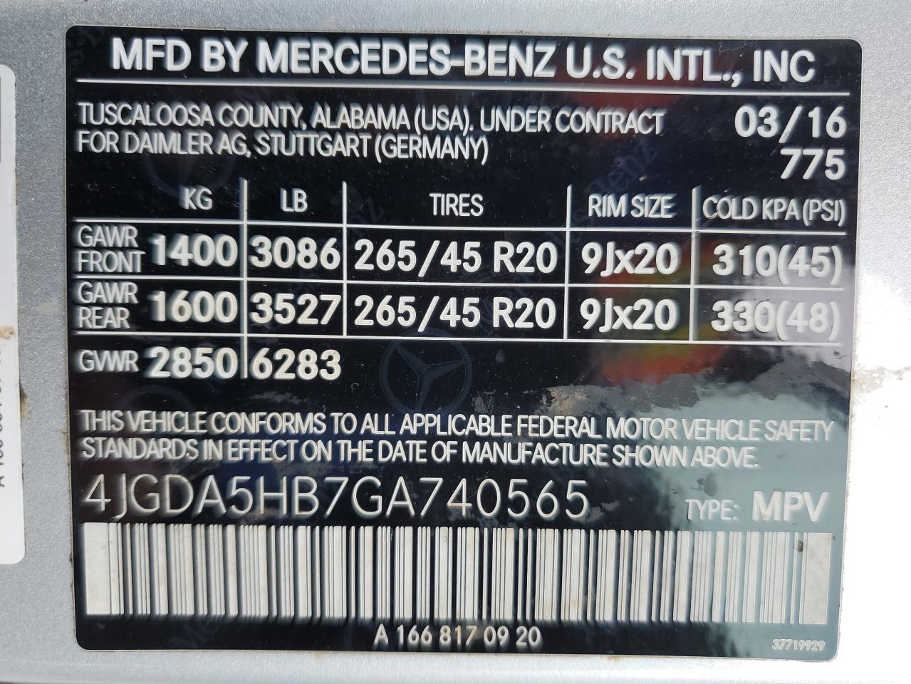 2016 Mercedes-Benz Gle 350 4Matic VIN: 4JGDA5HB7GA740565 Lot: 71886095