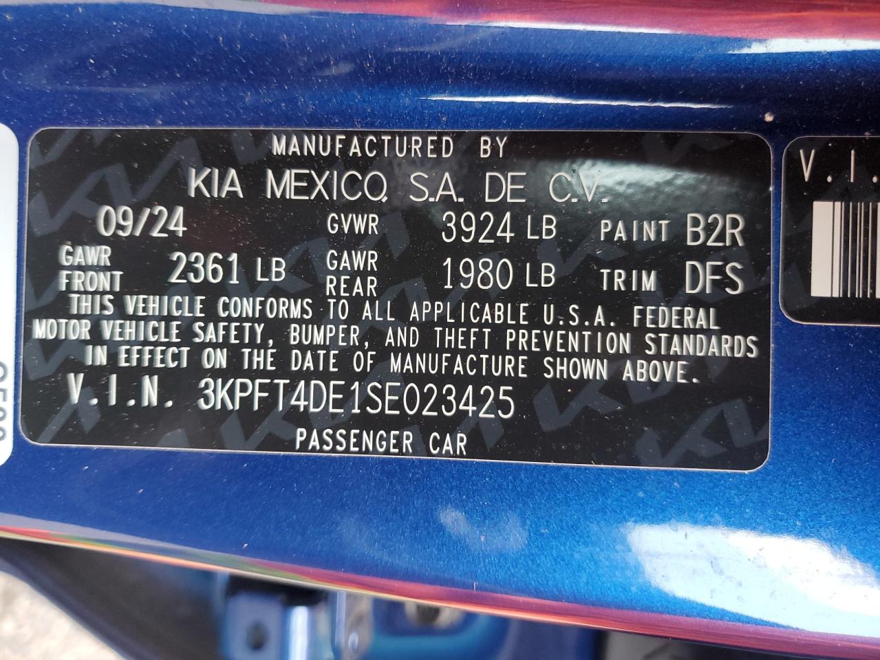 2025 Kia K4 Lx VIN: 3KPFT4DE1SE023425 Lot: 81807815