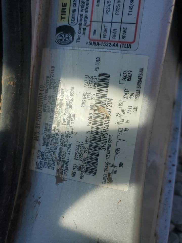 2010 Ford Fusion Se VIN: 3FAHP0HA0AR307204 Lot: 52736195