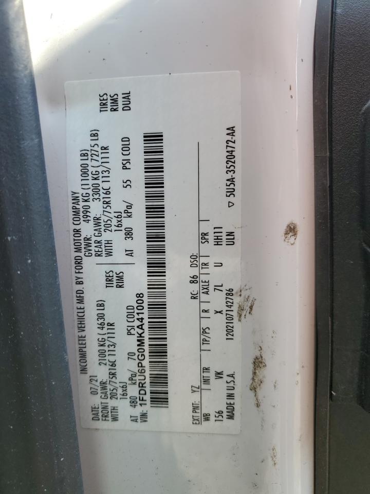 2021 Ford Transit T-350 Hd VIN: 1FDRU6PG0MKA41008 Lot: 70057315