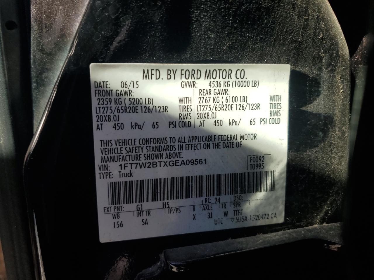 2016 Ford F250 Super Duty VIN: 1FT7W2BTXGEA09561 Lot: 83820075