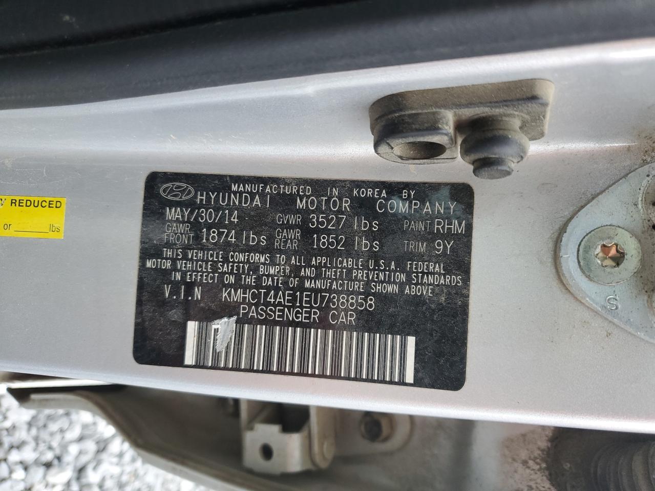 2014 Hyundai Accent Gls VIN: KMHCT4AE1EU738858 Lot: 82159775