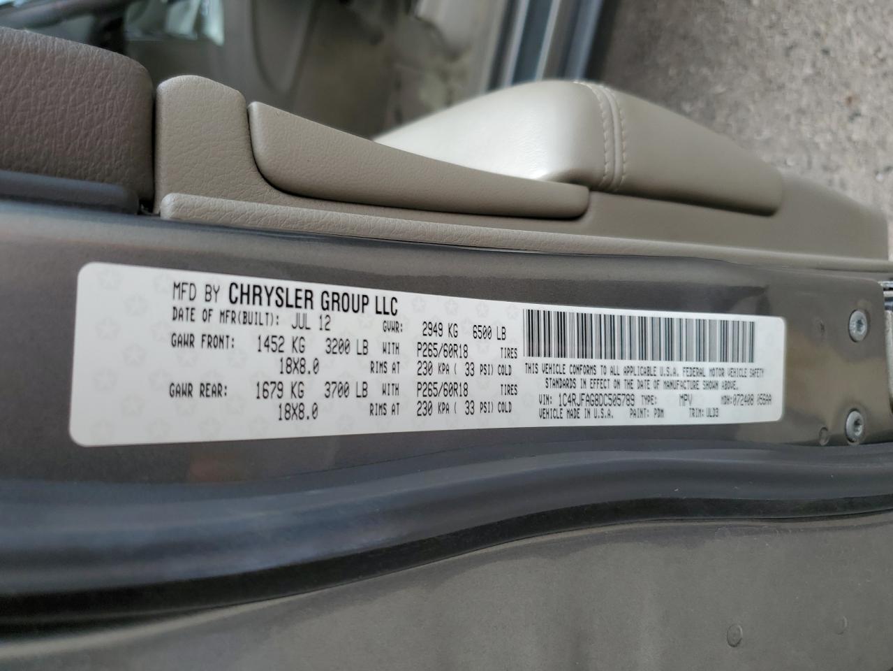 2013 Jeep Grand Cherokee Laredo VIN: 1C4RJFAG8DC505789 Lot: 81908405