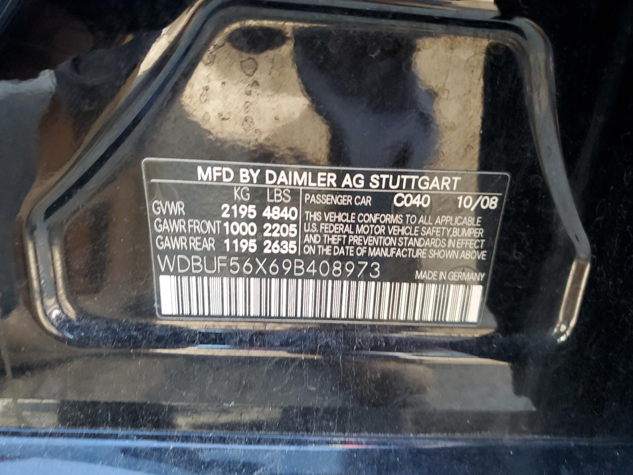 2009 Mercedes-Benz E 350 VIN: WDBUF56X69B408973 Lot: 84009485