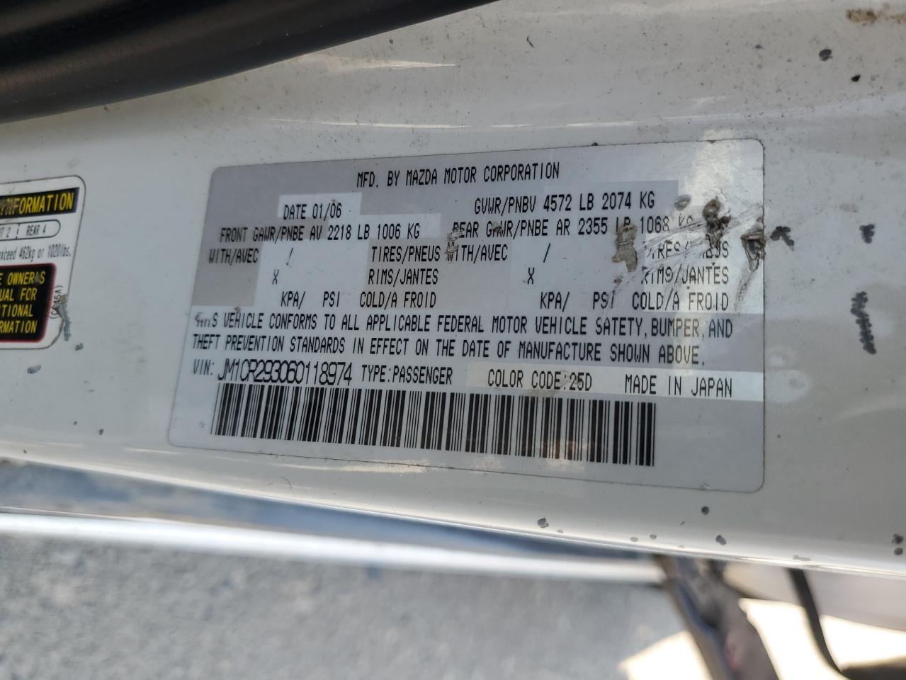 2006 Mazda 5 VIN: JM1CR293060118974 Lot: 71750405