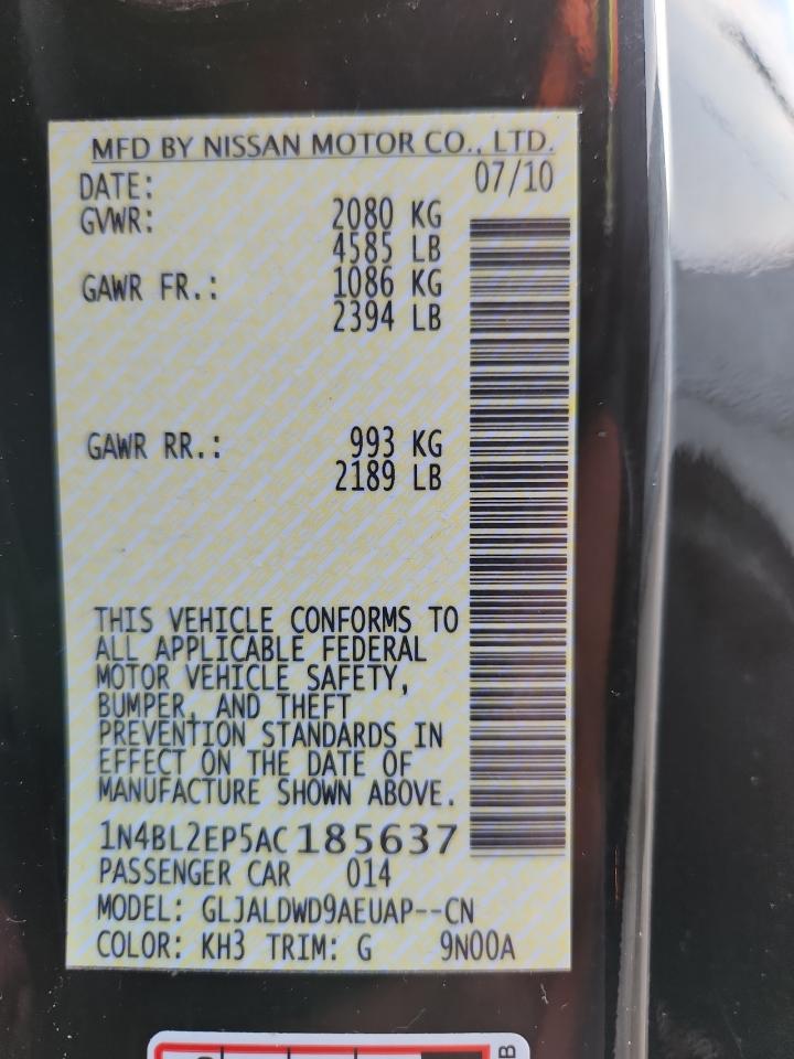 2010 Nissan Altima Sr VIN: 1N4BL2EP5AC185637 Lot: 71737945