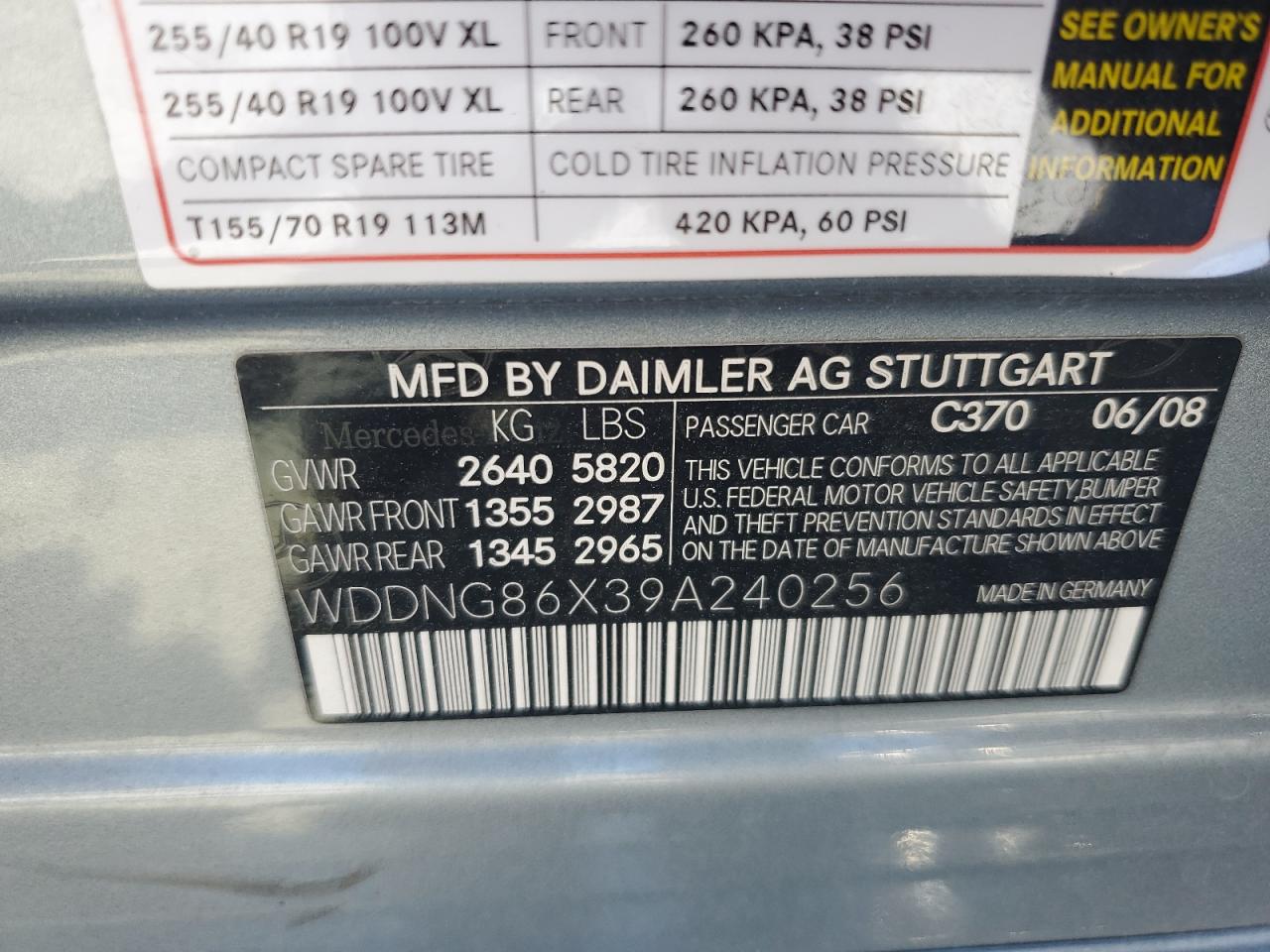 2009 Mercedes-Benz S 550 4Matic VIN: WDDNG86X39A240256 Lot: 80861285