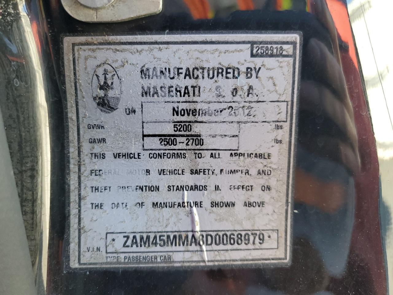 2013 Maserati Granturismo S VIN: ZAM45MMA8D0068979 Lot: 71078135