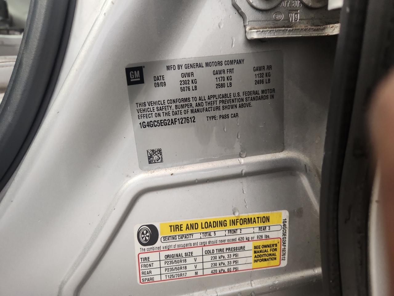 2010 Buick Lacrosse Cxl VIN: 1G4GC5EG2AF127612 Lot: 82132355