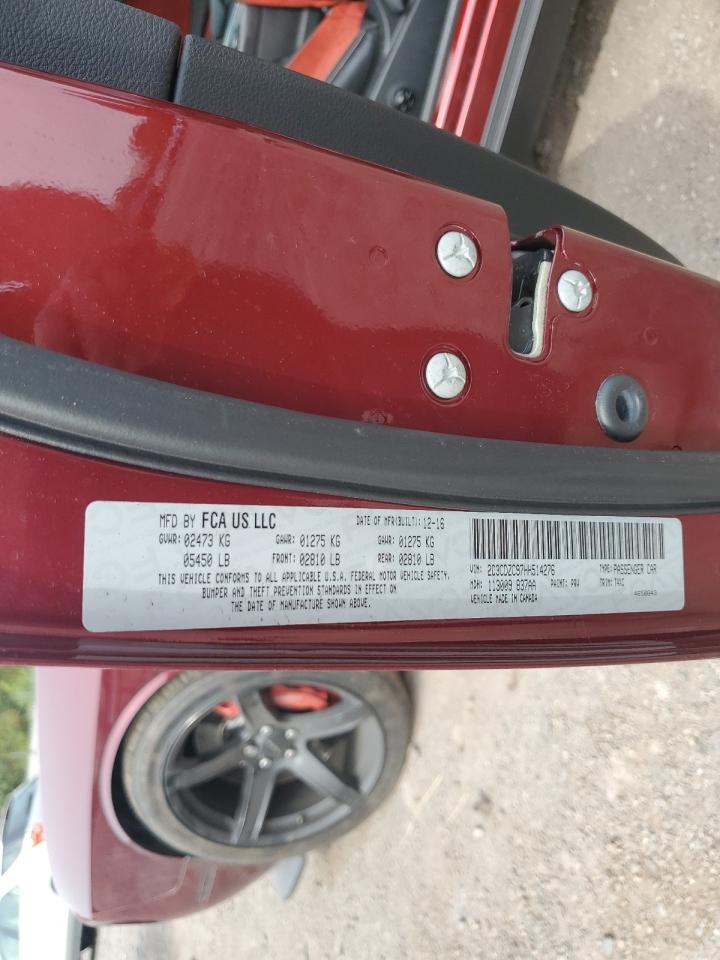 2017 Dodge Challenger Srt Hellcat VIN: 2C3CDZC97HH514276 Lot: 81850145